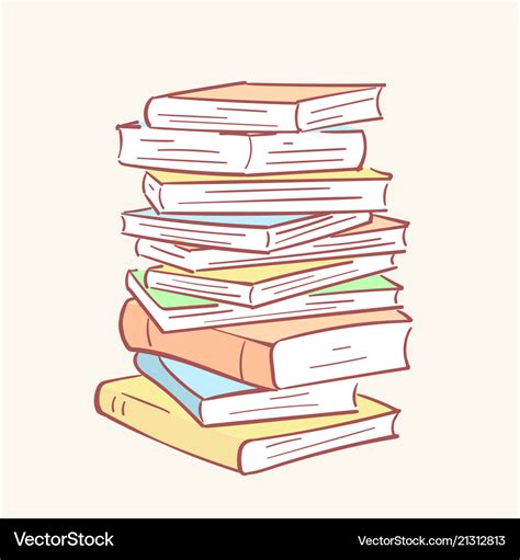 Pile Stack Books Hand Drawn Style Doodle Vector Image