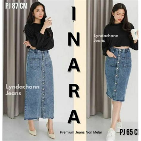 Jual Rok Panjang Jeans Kancing Rok Button Skirt Banyak Variasi Shopee Indonesia