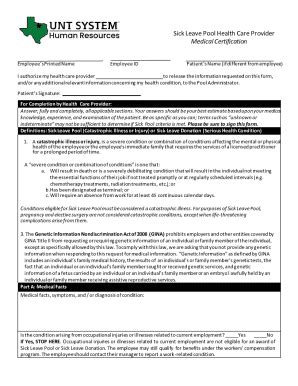 Fillable Online Form HR LA F1 Sick Leave Pool Application Fax Email