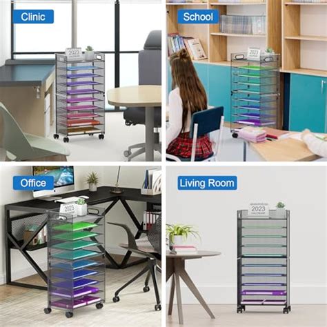 Snapklik Samstar 10 Tier File Organizer Beside Desk Rolling File