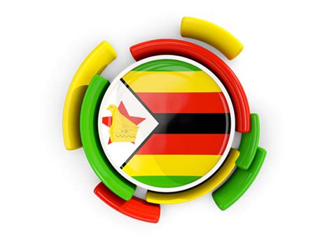 Round Flag With Pattern Illustration Of Flag Of Zimbabwe