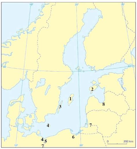 na mapie zaprezentowaną środowisko przyrodnicze morza bałtyckiego
