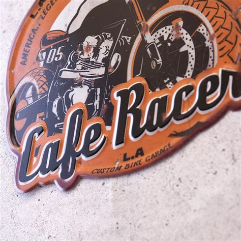 看板 壁面装飾 ブリキ看板 アンティークエンボスプレート レクト★cafe Racer アメリカン雑貨 Mp22011bic Shop