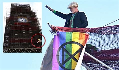 Extinction Rebellion Protester Climbs Up Big Ben Scaffolding