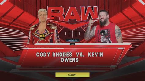 Wwe K Cody Rhodes Vs Kevin Owens Youtube