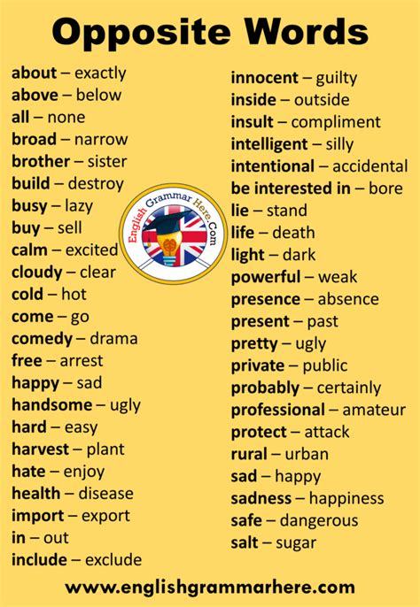 Opposite Words In English A To Z English Grammar Here