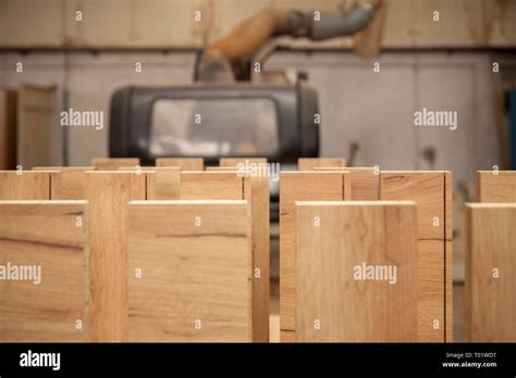 Wooden Materials In A Carpenters Workshop Close Up Stock Photo Alamy