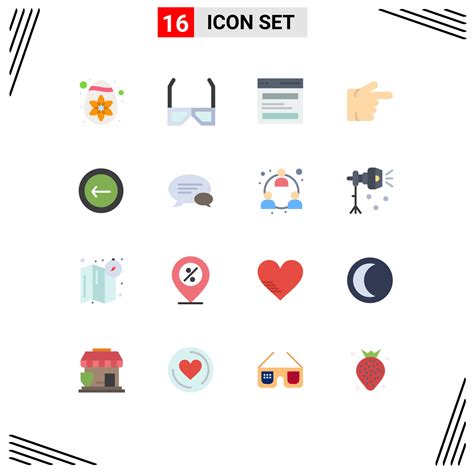 Set Of 16 Modern UI Icons Symbols Signs For Back Right Communication