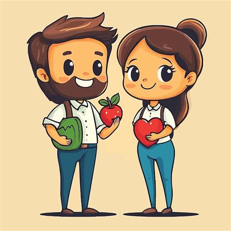 Un Dibujo De Una Pareja Con Manzanas Y Un Hombre Con Manzanas Vector