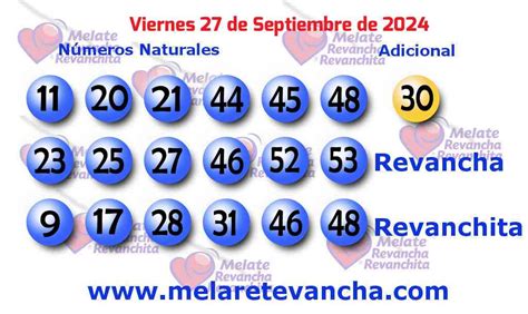 Resultado Melate Revancha Y Revanchita Del Viernes 27 De Septiembre De