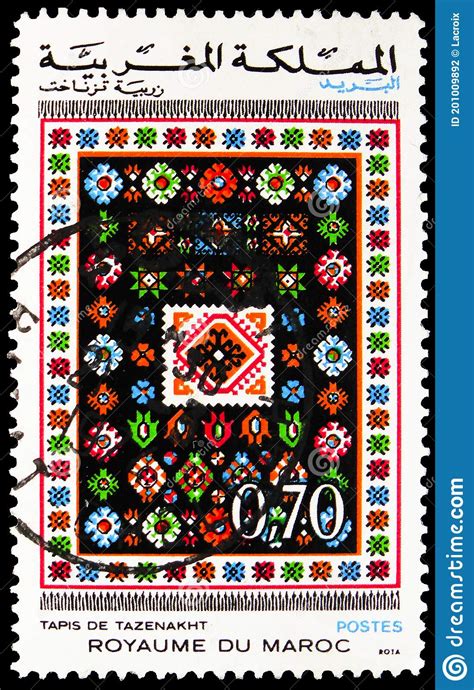 Postage Stamp Printed In Morocco Shows Tazenakht Carpets Serie Circa