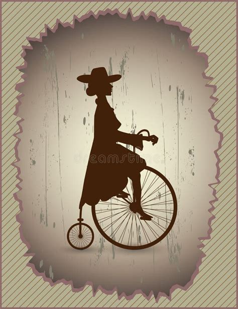 Junge Dame Und Retro Fahrrad Stock Abbildung Illustration Von