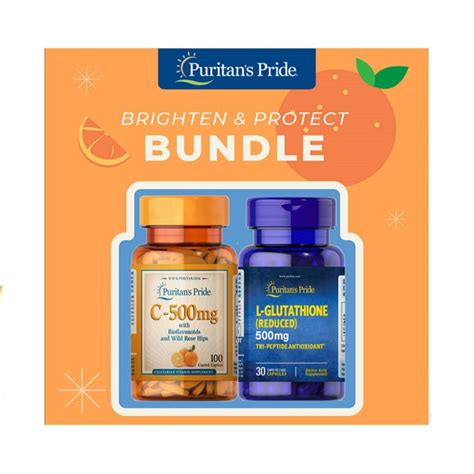 Puritans Pride Brighten Protect Bundle C Mg L Glutathione