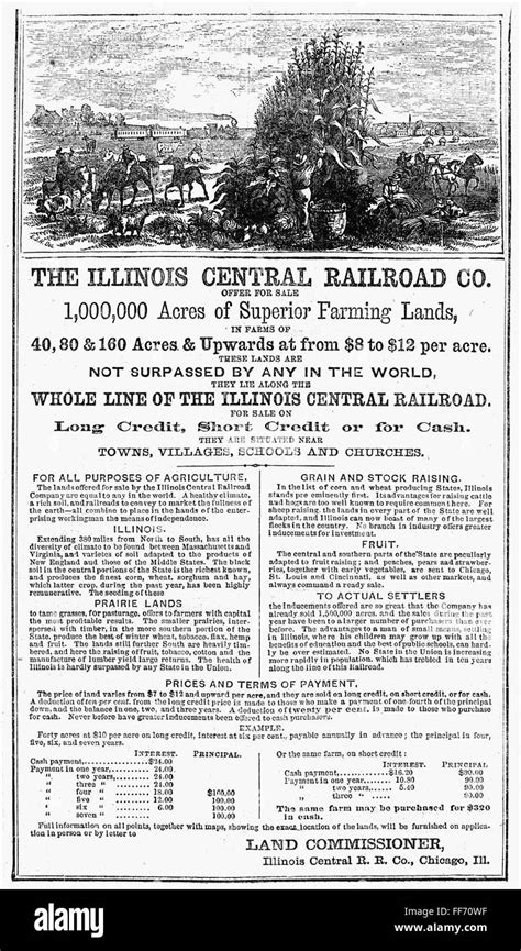 RAILROAD LAND SALE 1864 NLand Offering Advertisement From The