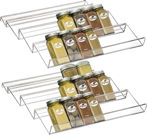 Amazon YAYODS Clear Acrylic Spice Drawer Organizer 4 Tier 2 Set