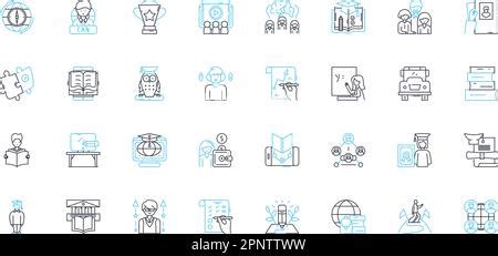 Continuing Education Linear Icons Set Development Progression