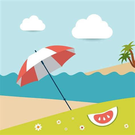 Premium Vector | Summer sunny beach day. vector illustration.