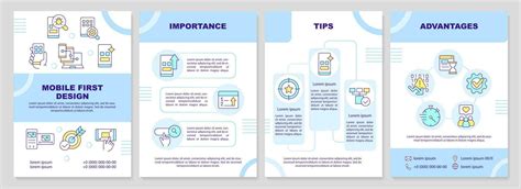 Mobile First Design Process Turquoise Brochure Template Leaflet Design With Linear Icons