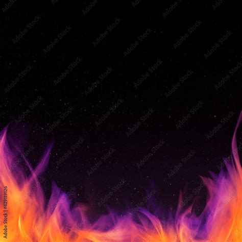 Dramatic fire flame border frame with black background Stock ...