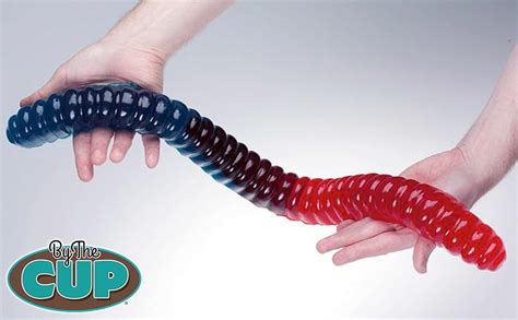 By The Cup Giant Gummy Worm Blue Raspberry Flavored 2 5 Lbs Grocery And Gourmet Food