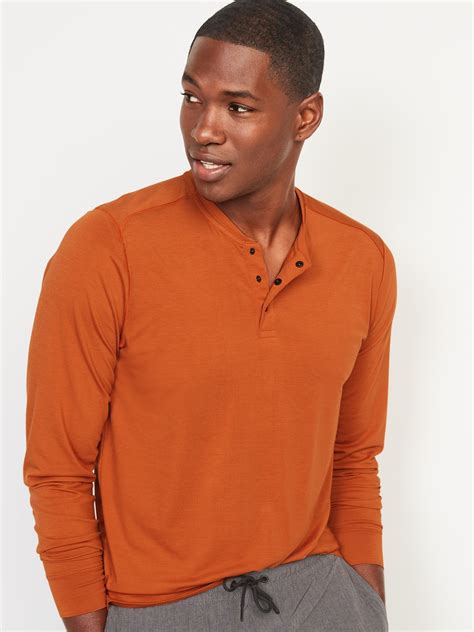 Beyond 4 Way Stretch Long Sleeve Henley T Shirt Old Navy