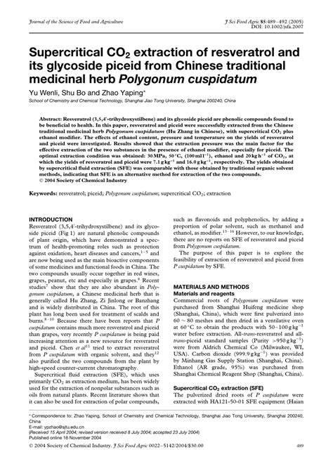 (PDF) Supercritical CO2 extraction of resveratrol and its glycoside ...