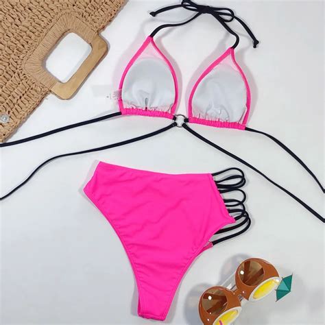 Women High Waist Brazilian Bikini Set Bandeau Thong Swimsuit Swimwear Bathing Suit Best
