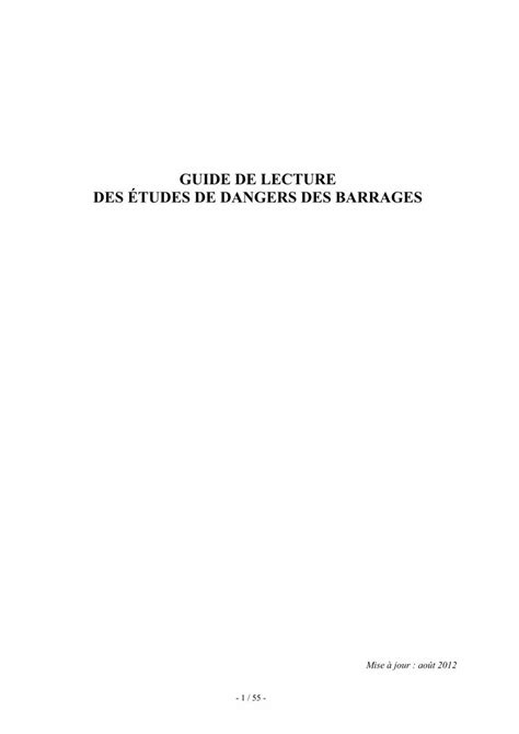 Pdf Guide De Lecture Des Tudes De Dangers Des Barrages Rappels