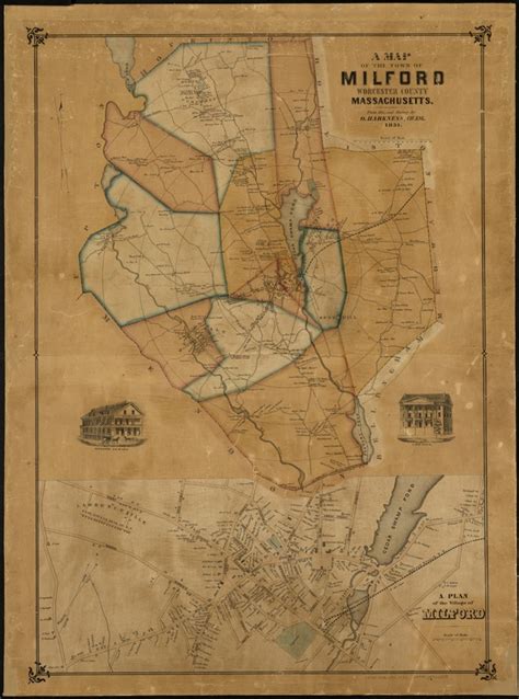 A Map Of The Town Of Milford Worcester County Massachusetts Digital Commonwealth