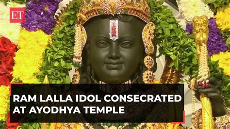 Ram Lalla Idol Consecrated At Ayodhya Temple Pm Modi Performs The Rituals Youtube