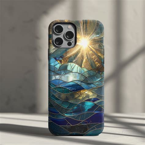 Sun Rays And Waves Stained Glass Tough Phone Case For Iphone Pro Max 15 14 13 12 11 T Case