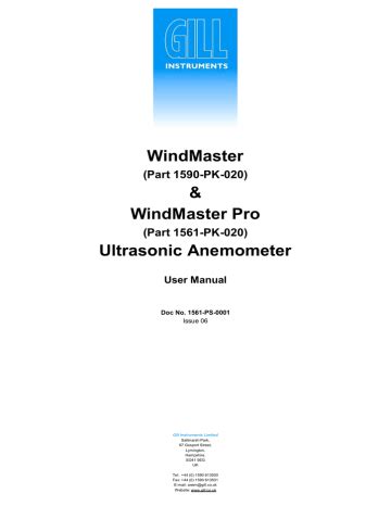 Ultrasonic Anemometers WindMaster 1590 PK 020 WindMaster Pro 1561 PK