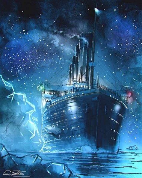 Titanic Colliding With Iceberg Painting