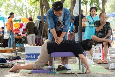 Thai Massage By Wood Hammer For Treat Aches Pains Editorial Stock Image Image Of Nature