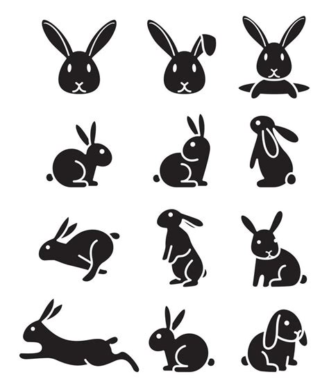 Set of rabbit bunny icons. Vector illustrations. 2156698 Vector Art at ...