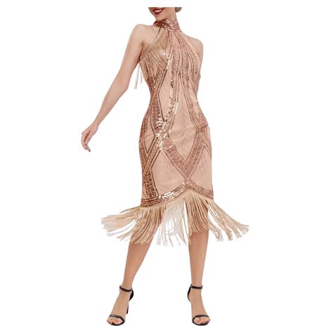 Womens 1920s Flapper Dress Ersonality Vintage Long Fringe Dress Roaring