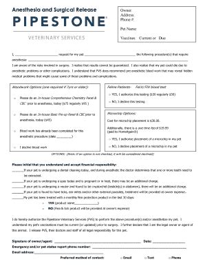 Fillable Online Anesthesia And Surgery Release Form Fax Email Print