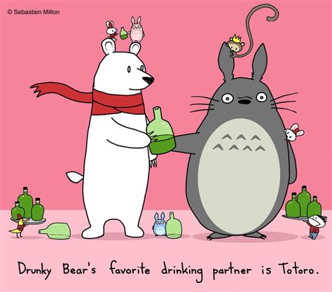 Drunky Bear And Totoro By Sebreg On Deviantart