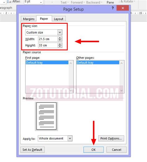 Settingan Ukuran Kertas F4 Folio Di Microsoft Word Untuk Print