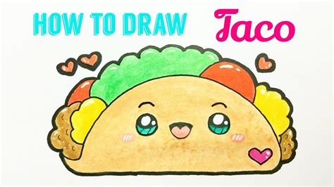 How To Draw Taco Easy Cute Taco Drawing Tutorial For Beginner