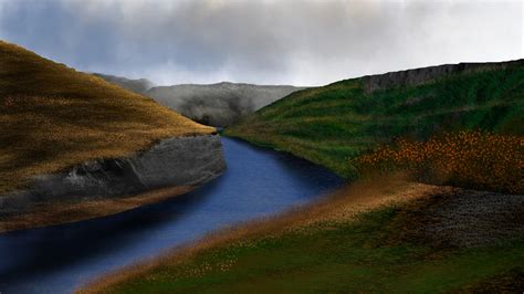 Wallpaper Digital Painting Digital Art Nature Landscape River