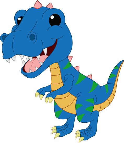 Dibujos Animados Lindo Dinosaurio Azul Sobre Fondo Blanco Vector The