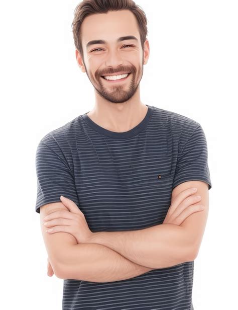 Premium Ai Image Portrait Of Handsome Smiling Man Wearing A Tshirt