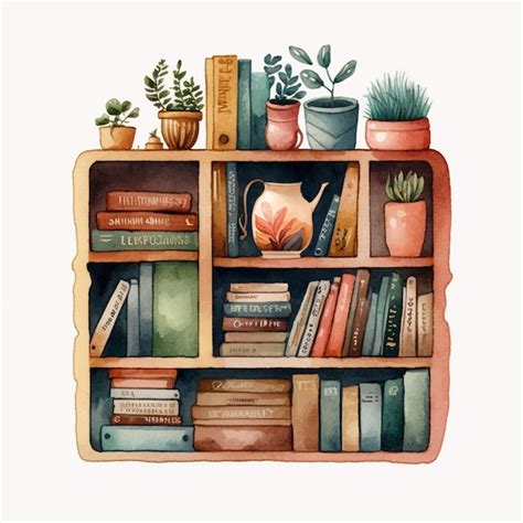 Premium Ai Image There Is A Book Shelf With Books And Plants On It