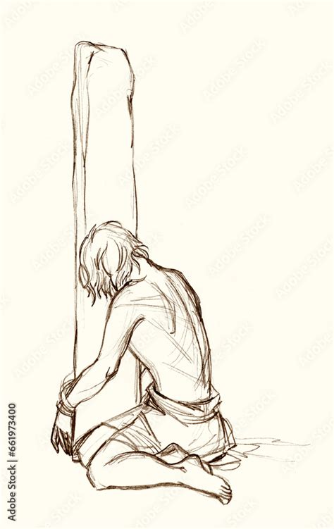 Pencil Drawing Punishment Torture By Flagellation Stock Photo Adobe