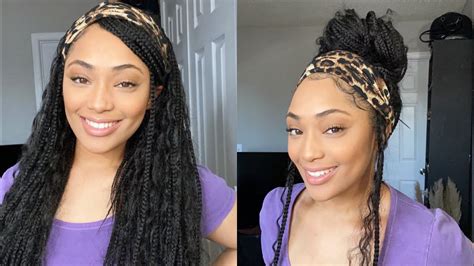 Natural Looking Braided Headband Wig 😍 Ft Braidsqueen Youtube