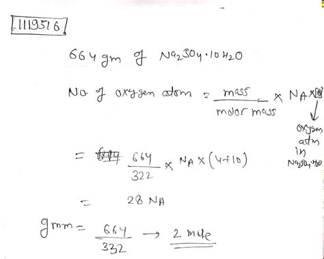 Calculate The Number Of Gram Molecules Present In G Of Na So H O