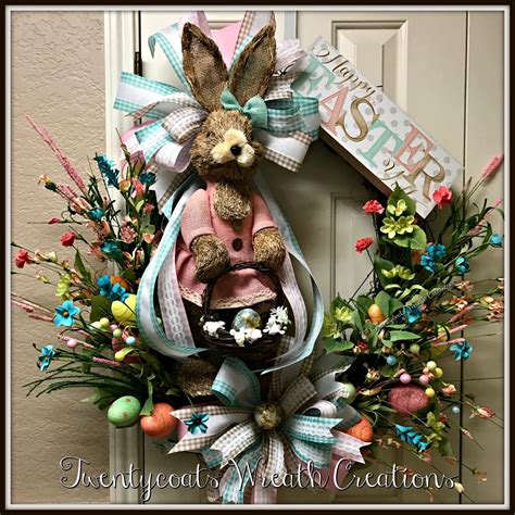 Easter Bunny Grapevine Floral Wreath By Twentycoats Wreath Creations