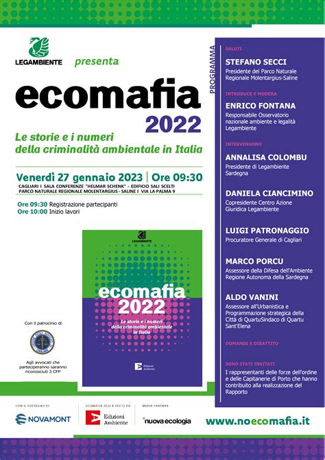 Venerdì 27 gennaio a Cagliari verrà presentato il Rapporto Ecomafia