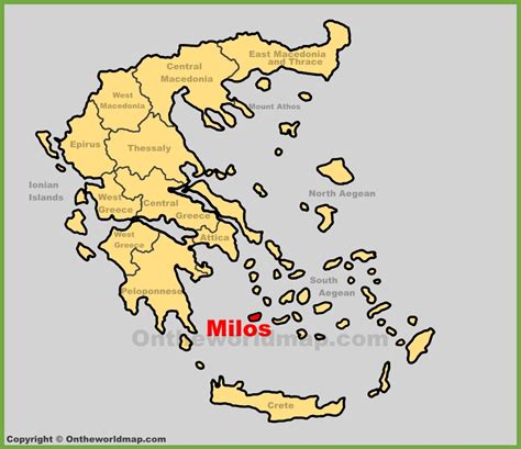 Milos location on the Greece map - Ontheworldmap.com